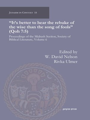 cover image of "It's better to hear the rebuke of the wise than the song of fools" (Qoh 7